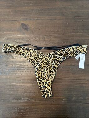 Victoria's Secret Leopard-Print Satin Strappy Thong Panties Yellow and Black